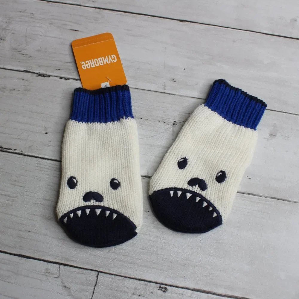 Gymboree Boy Winter Knit Mittens Toddler Size 2T 3T Puppy Dog Navy Blue
